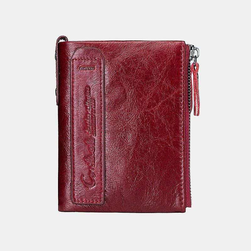 Double-Zip Compact Wallet – Practical Elegance in Soft Leather-Red-State of Style