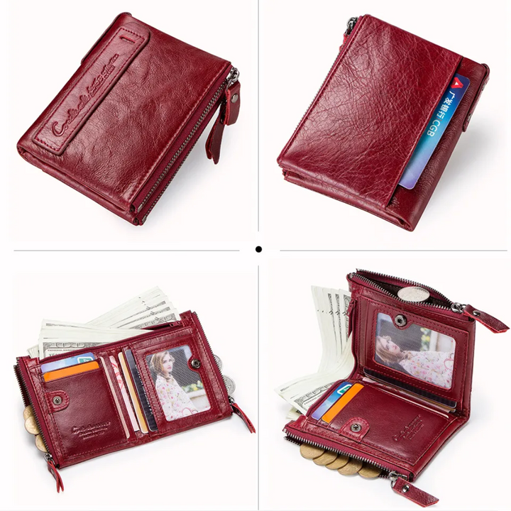 Double-Zip Compact Wallet – Practical Elegance in Soft Leather-Yellow-State of Style