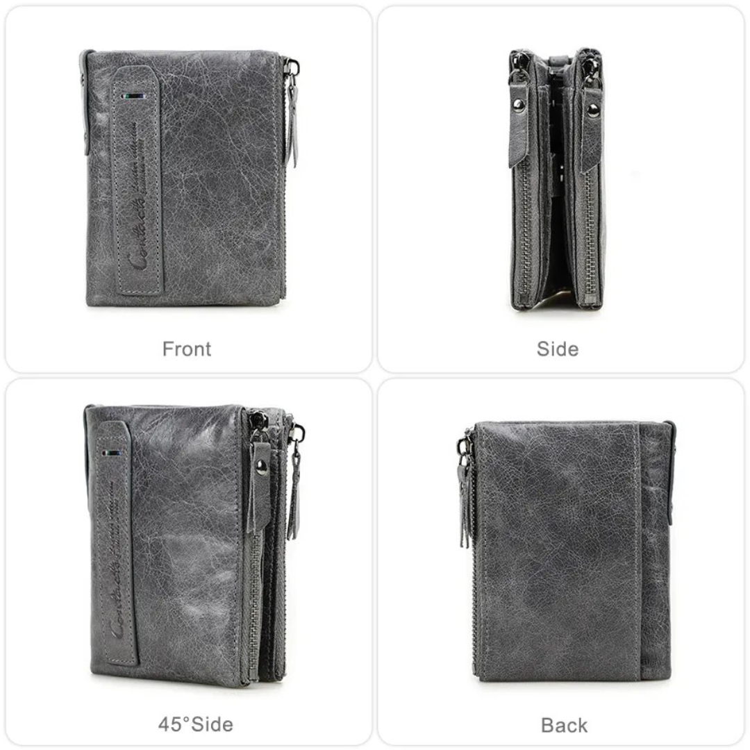Double-Zip Compact Wallet – Practical Elegance in Soft Leather-Yellow-State of Style