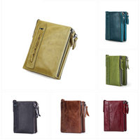 Double-Zip Compact Wallet – Practical Elegance in Soft Leather-Yellow-State of Style