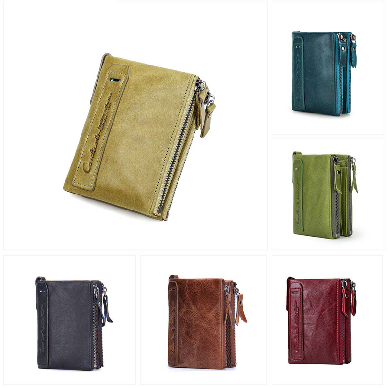 Double-Zip Compact Wallet – Practical Elegance in Soft Leather-Yellow-State of Style