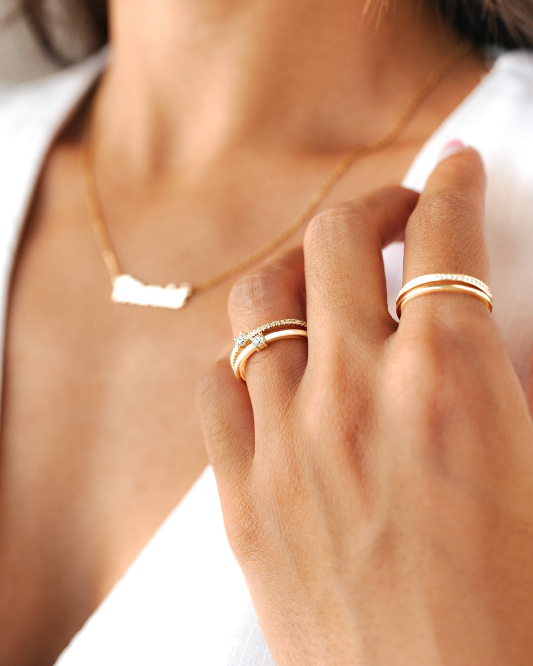 Double Zirconia Ring - Sienna-Gold-5-State of Style