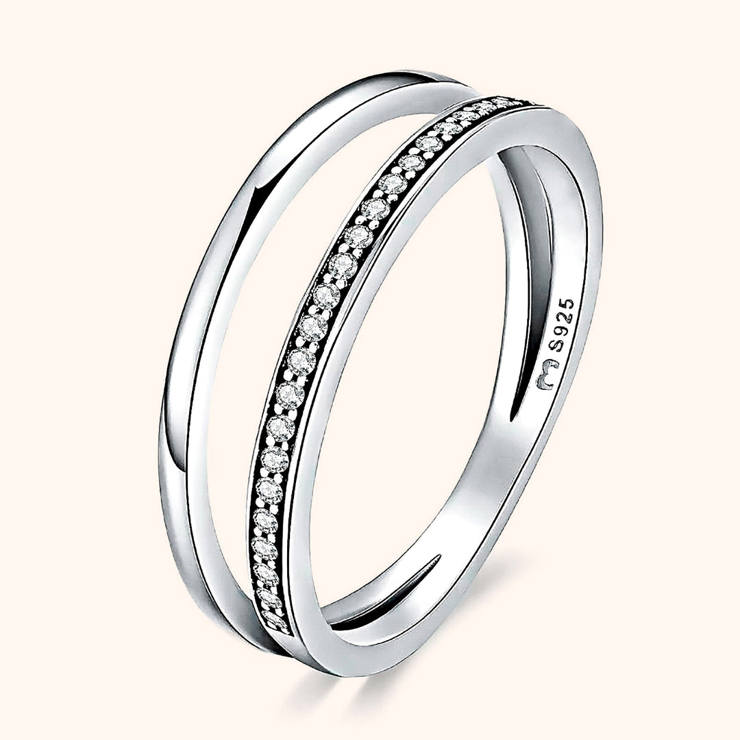 Double Zirconia Ring - Sienna-Silver-5-State of Style