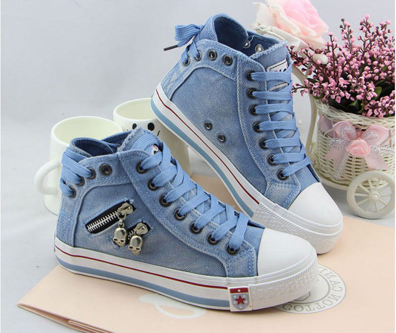 Trendy High Denim Women’s Sneakers – Selina