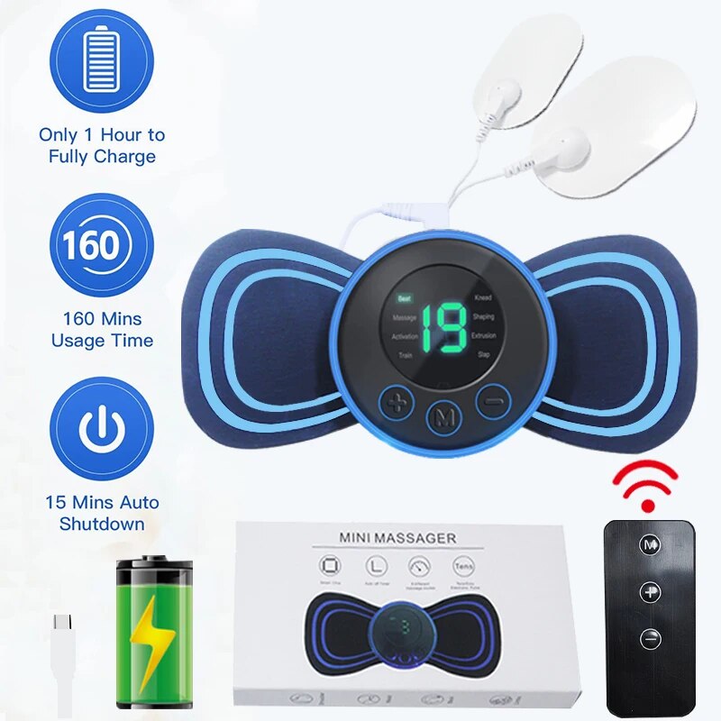 DRAAGBARE ELEKTRISCHE MINI NEK MASSAGER MET PAD & AFSTANDSBEDIENING | INTELLIGENT MASSAGEAPPARAAT-Met afstandsbediening-State of Style