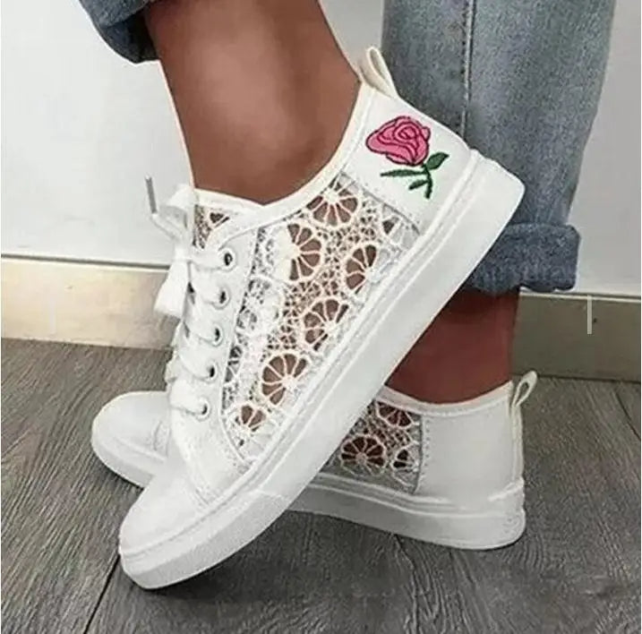 Dreamboat Joggers – Breathable White Canvas Sneakers with Lace Detail-6.0 (23.5cm)-State of Style