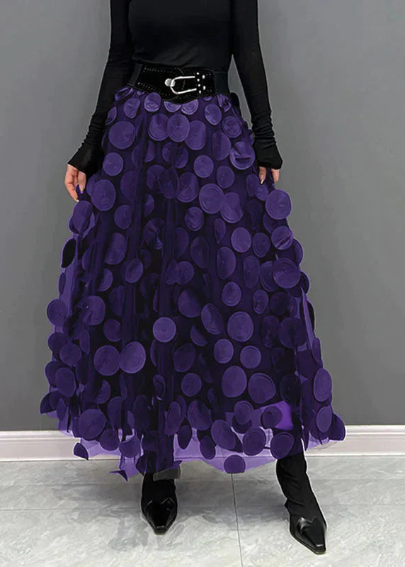 Dress with Polka Dots and Flowing Cut – Fleur-Purple-S-State of Style