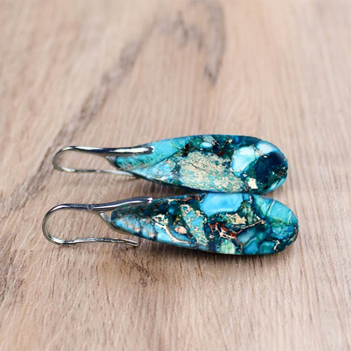 Droplet-shaped Emperor Stone Earrings - Amara-Purple-State of Style