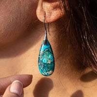 Droplet-shaped Emperor Stone Earrings - Amara-Purple-State of Style