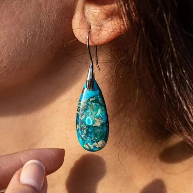 Droplet-shaped Emperor Stone Earrings - Amara-Purple-State of Style