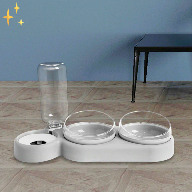 Dual Pet Bowl with Automatic Water Dispenser - HydraFeeder-Grey-State of Style