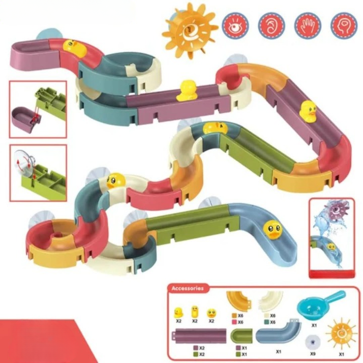 Bath water slide – build-it-yourself set with rubber ducks and slides