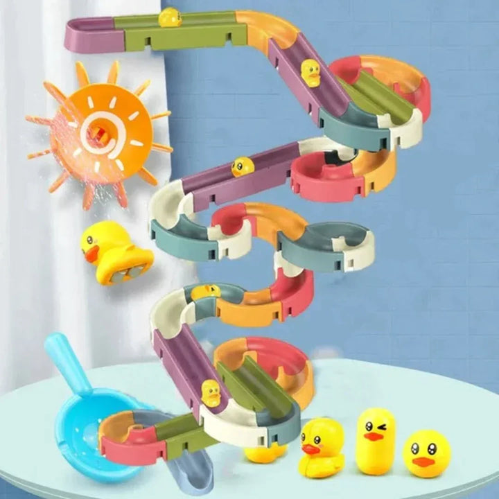Bath water slide – build-it-yourself set with rubber ducks and slides