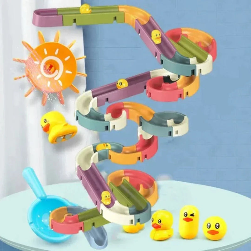 Bath water slide – build-it-yourself set with rubber ducks and slides