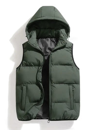 Durable Padded Men's Gilet with Hood – Leonardo-Army green-S-State of Style