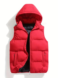 Durable Padded Men's Gilet with Hood – Leonardo-Red-S-State of Style