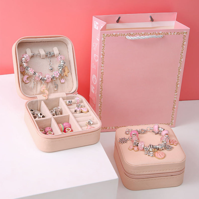DIY bracelet craft kit for children with beads, charms and a gift box