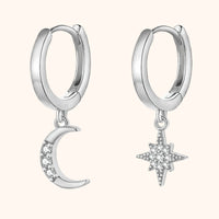 Earrings with Moon and Star - Cosmica-Silver-State of Style
