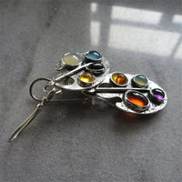 Earrings with Multicoloured Stone Pendant - Levana-State of Style