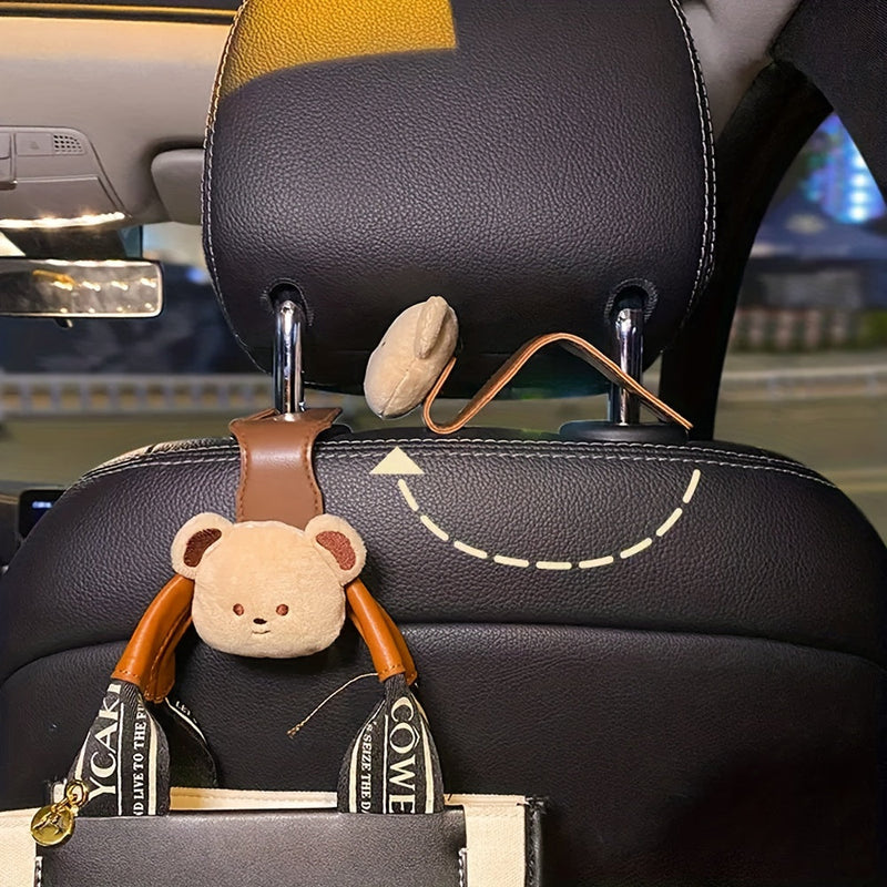 Car seat-back hooks with bear motif – handy storage solution for on-the-go (buy one, get one free)