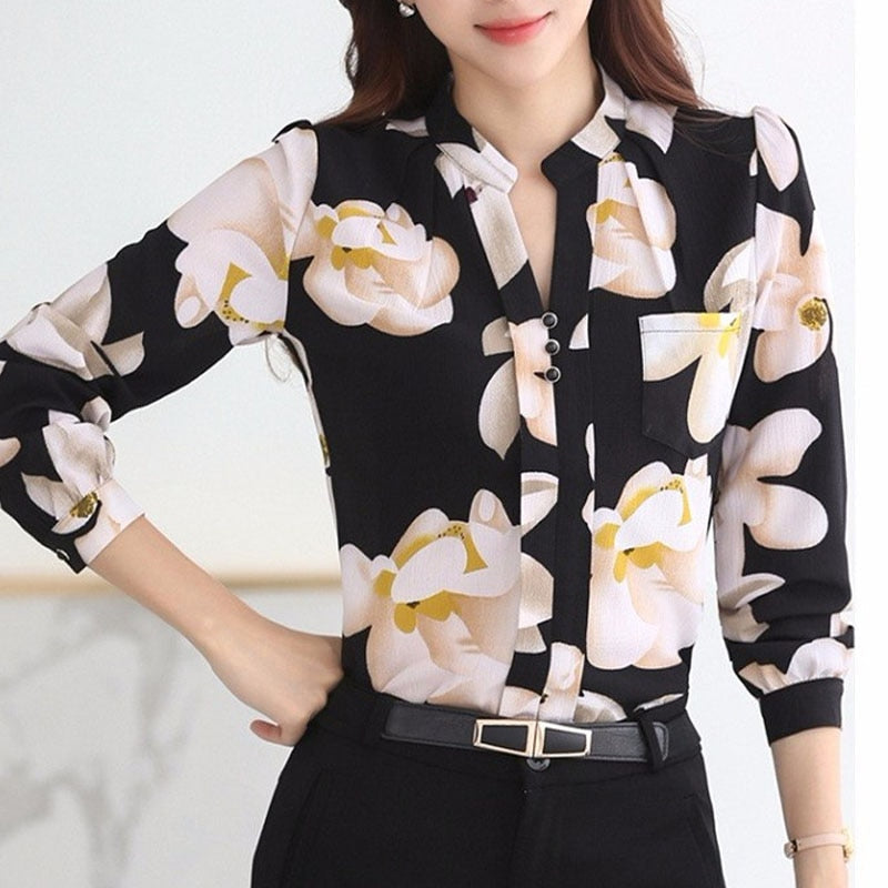 EdenBlouse | Women's Elegant Chiffon Blouse-White-S-State of Style
