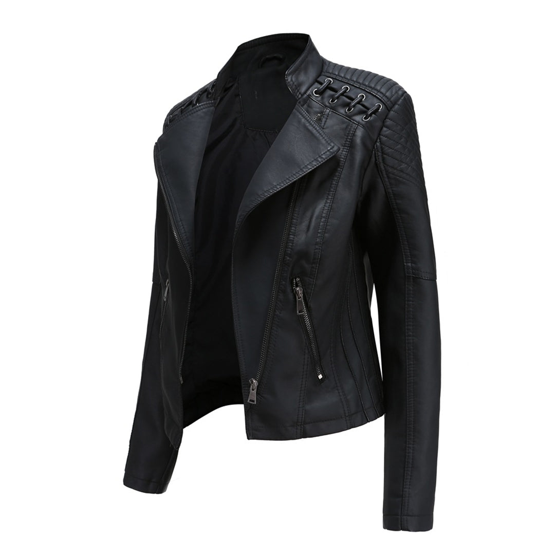 Elani - Trendy Leather Jacket for Women-Black-S-State of Style