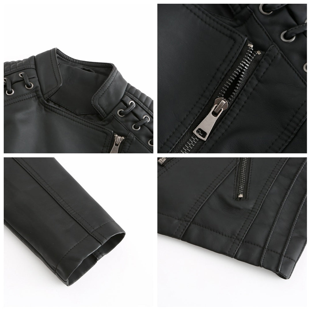 Elani - Trendy Leather Jacket for Women-Black-S-State of Style