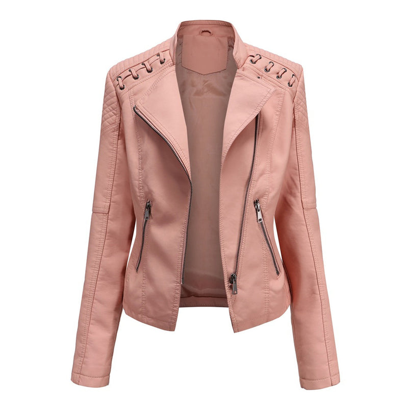 Elani - Trendy Leather Jacket for Women-Pink-S-State of Style