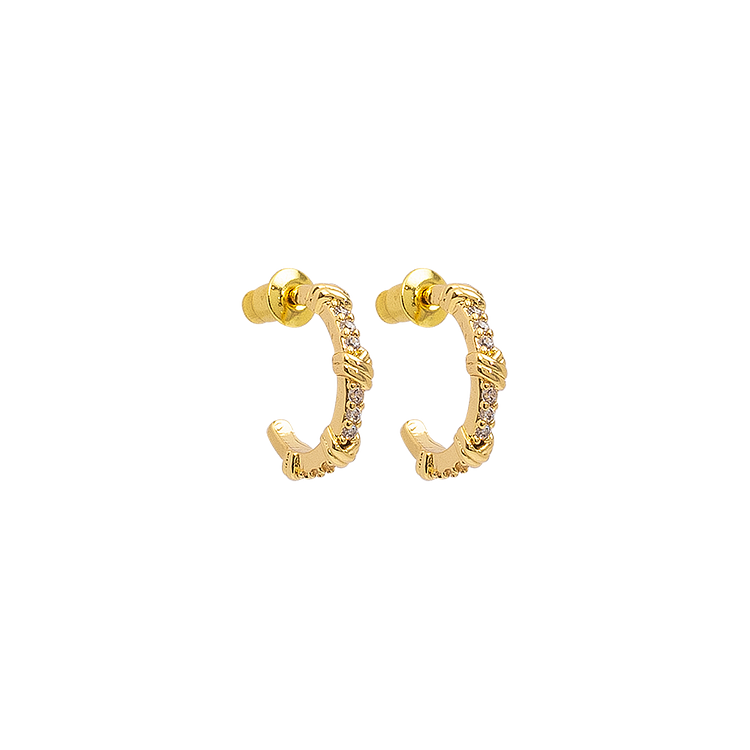 Elara Sparkling Open Hoop Earrings-Gold-State of Style