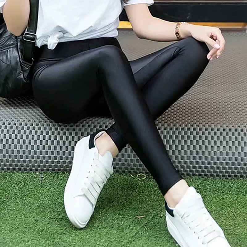Elastic Basic Pants | Women's Stretch Trousers-Black-M-State of Style