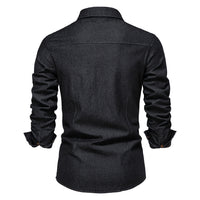 Elastic Cotton Denim Shirt - Logan-Black-S-State of Style