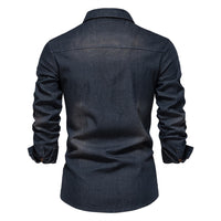 Elastic Cotton Denim Shirt - Logan-Black-S-State of Style