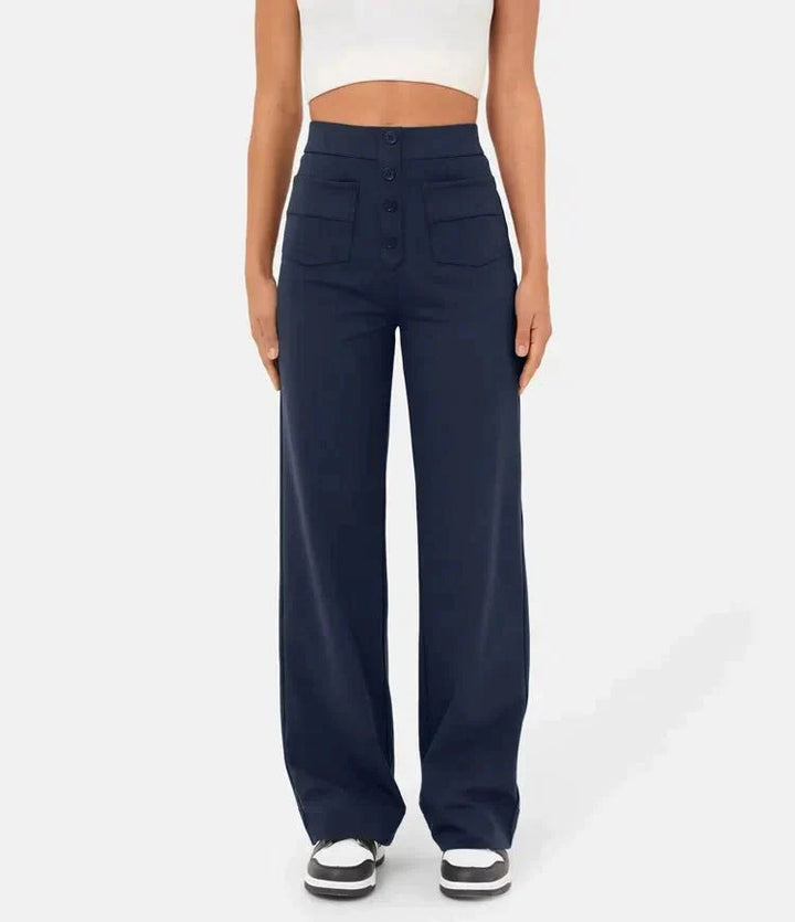 Elastic High Waist Women's Trousers - Isabeau-Green-S-State of Style