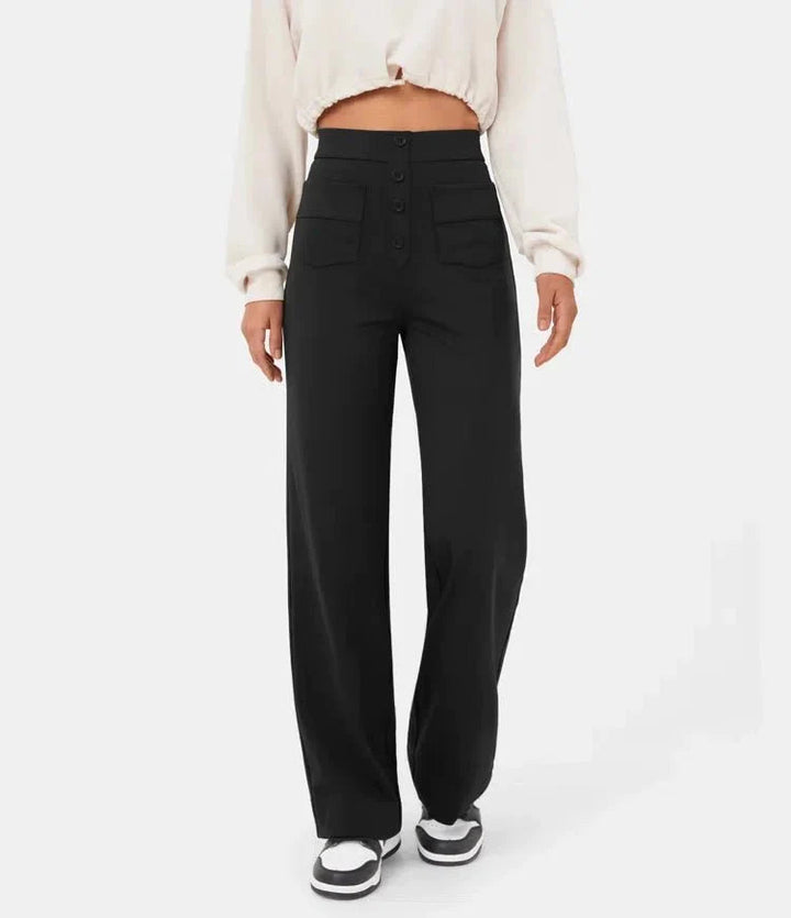 Elastic High Waist Women's Trousers - Isabeau-Green-S-State of Style