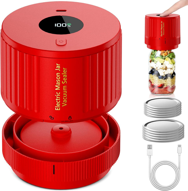 Electric Mason Jar Vacuum Sealer Kit - Keep Freshness Fast!-Red-State of Style
