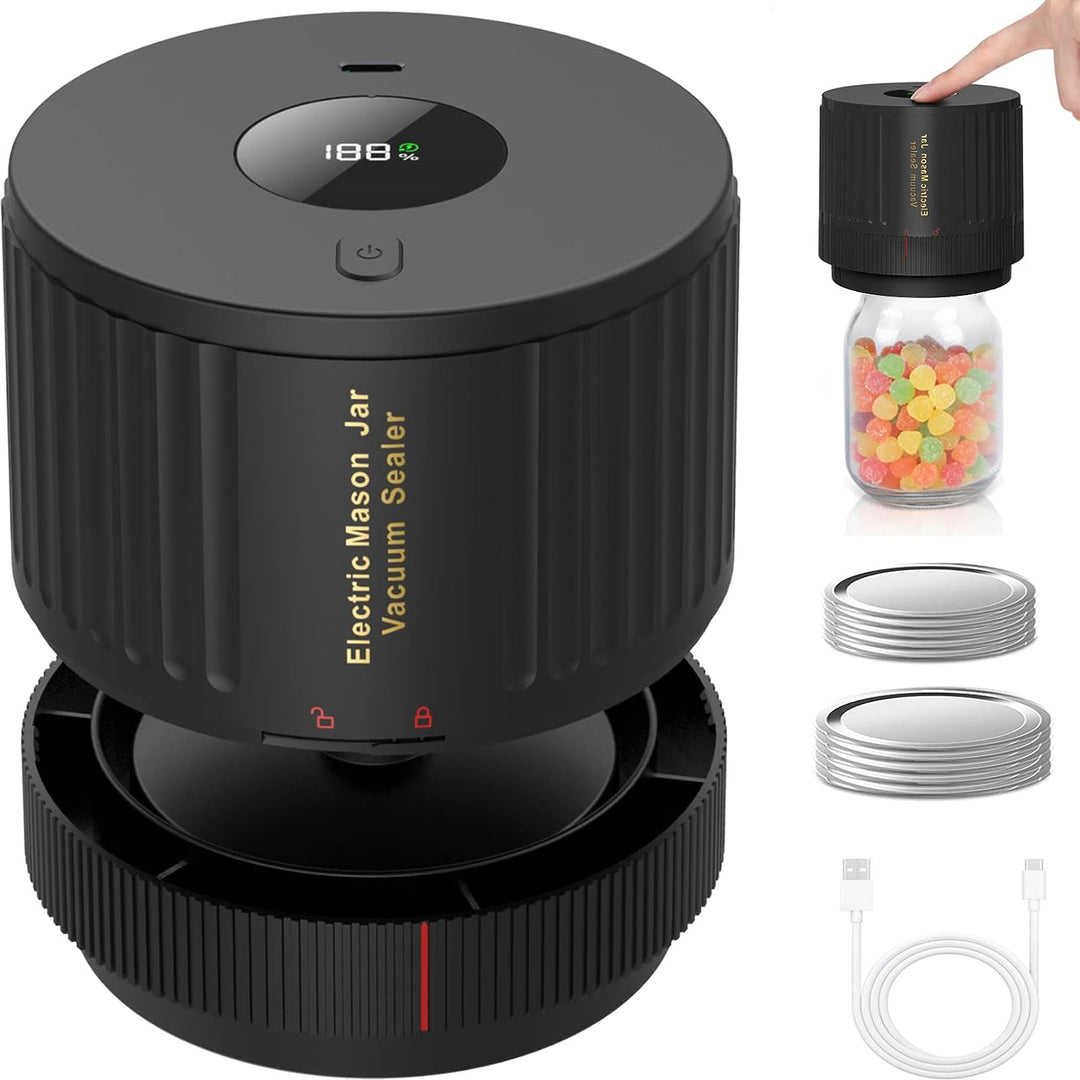 Electric Mason Jar Vacuum Sealer Kit - Preserve Freshness Quickly!-Black-State of Style