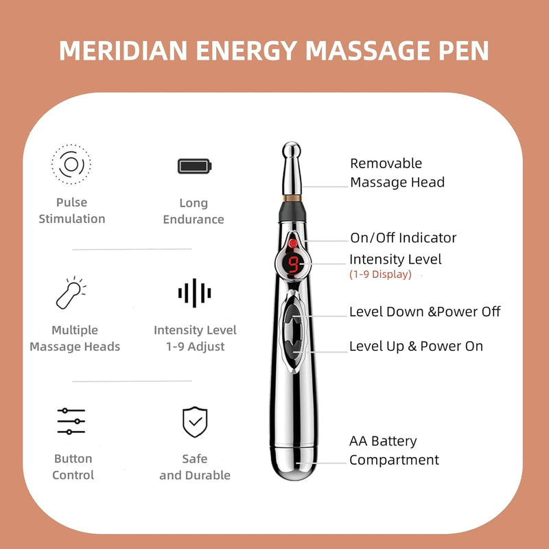 ELECTRONIC ACUPUNCTURE PEN - MERIDIAN ENERGY MASSAGE PEN FOR PAIN RELIEF-2 Heads-State of Style