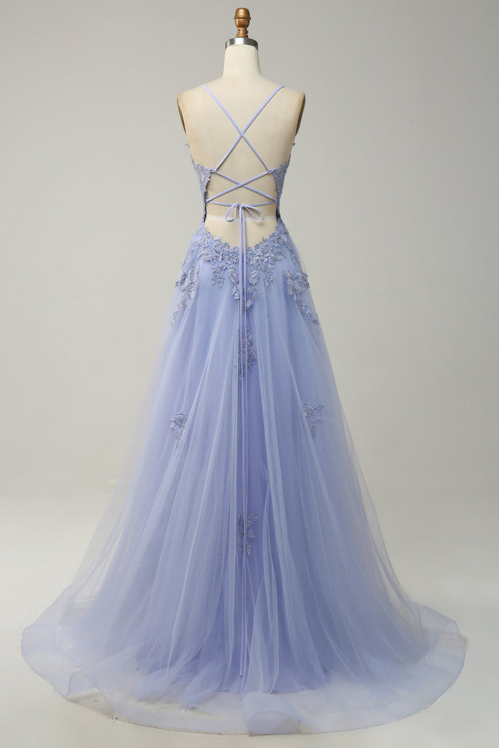 Elegant A-line Gown with Spaghetti Straps and Lace-up Back - Julia-Dark Green-4-State of Style