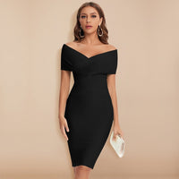 Elegant Bandage Dress with Deep V-Neck - Aurora-Black-S-State of Style