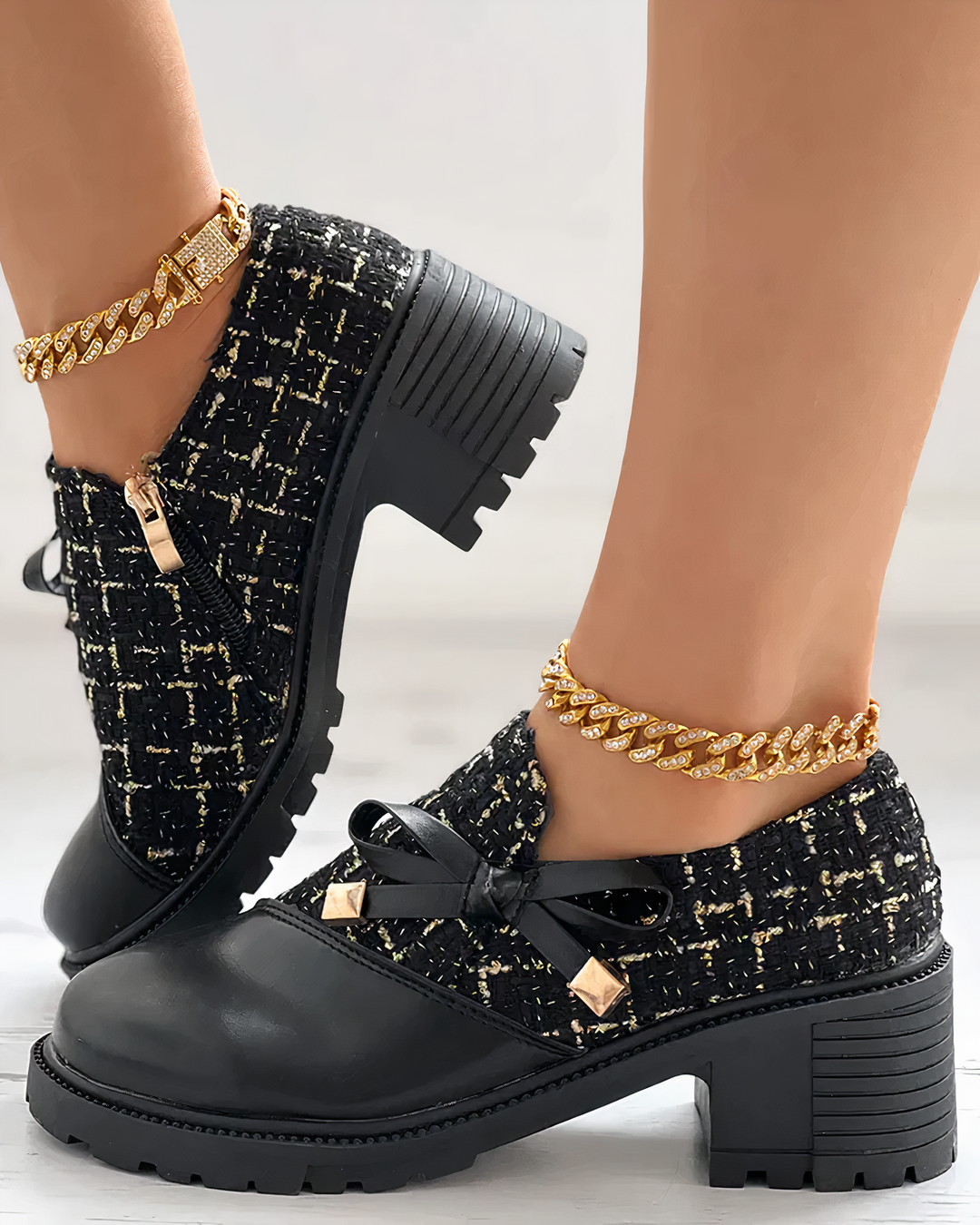 Elegant block-heeled shoes with pointed accents – Florina-Black-3-State of Style