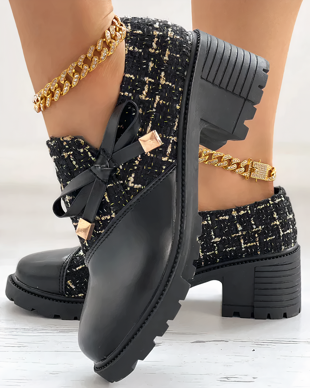 Elegant block-heeled shoes with pointed accents – Florina-Black-3-State of Style