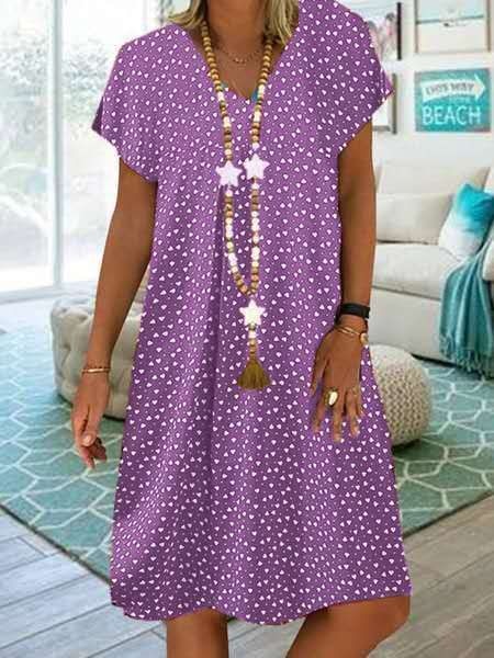Elegant Bohemian V-Neck Dress for Women | Comfortable & Stylish-Purple-S-State of Style