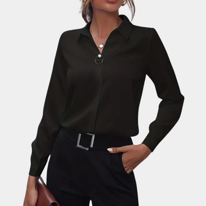 Elegant chiffon blouse for women - Amélie-Black-S-State of Style