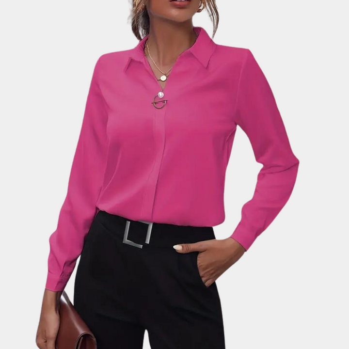 Elegant chiffon blouse for women - Amélie-Dark pink-S-State of Style