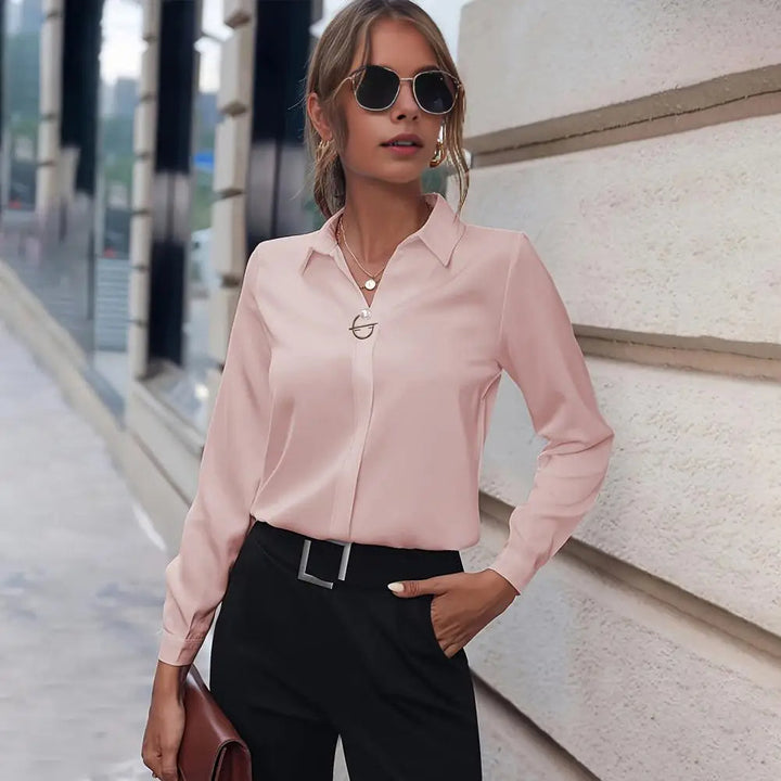 Elegant chiffon blouse for women - Amélie-Light blue-S-State of Style