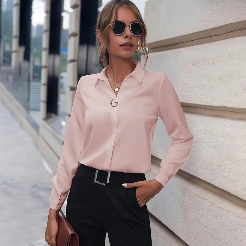 Elegant chiffon blouse for women - Amélie-Light blue-S-State of Style