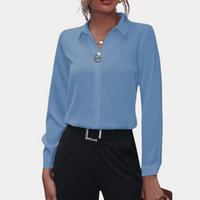 Elegant chiffon blouse for women - Amélie-Light blue-S-State of Style