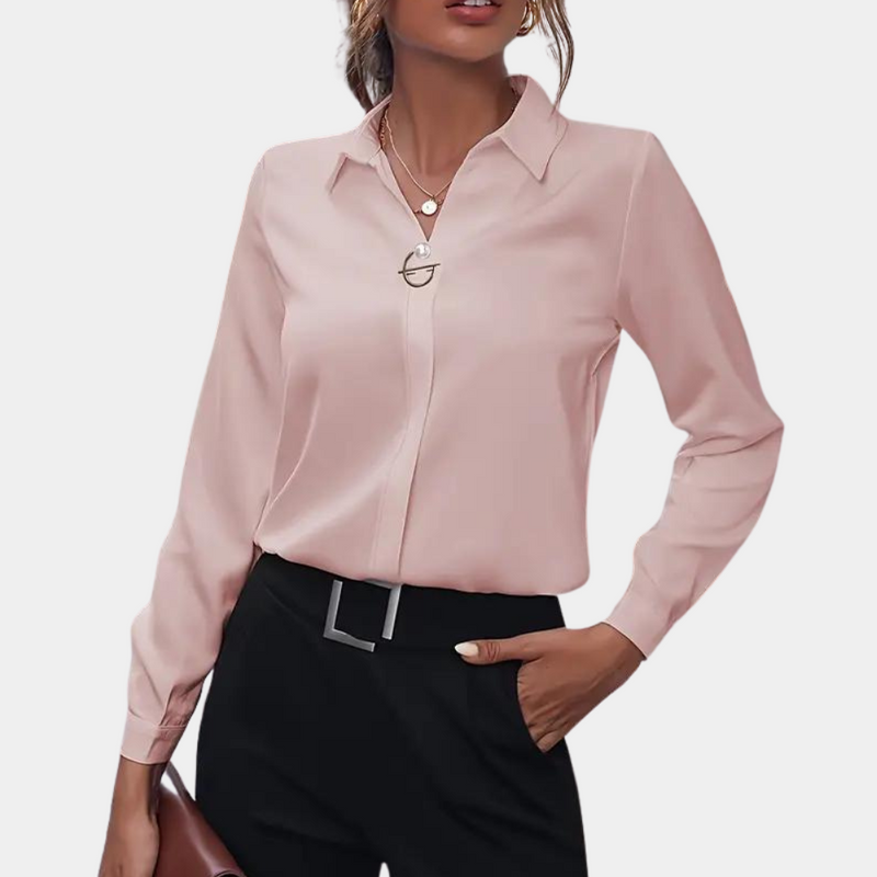 Elegant chiffon blouse for women - Amélie-Pink-S-State of Style