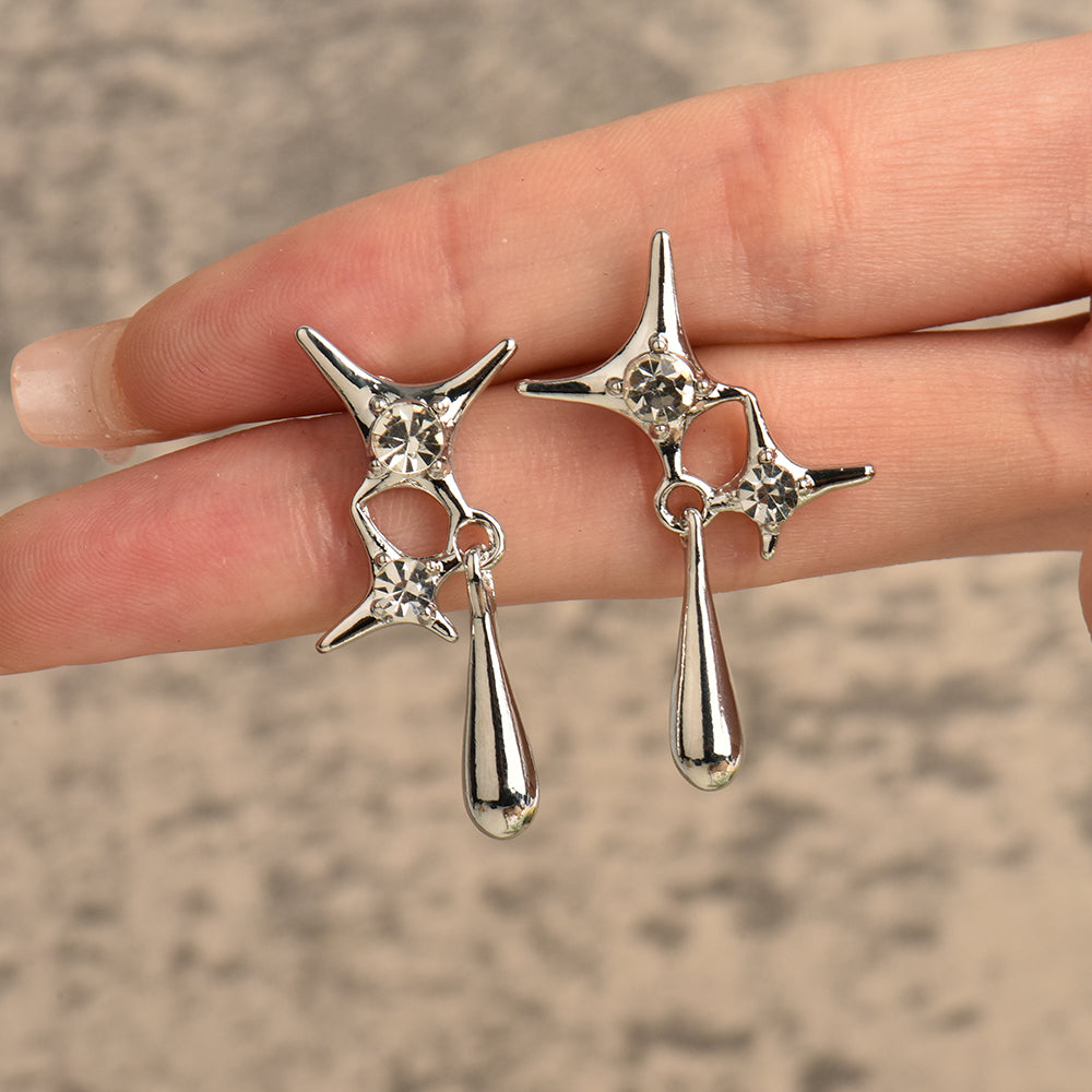 Elegant Drop Earrings | Crystal Accents-Raindrops-State of Style