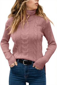 Elegant Knitted Women's Turtleneck Sweater - Denise-Apricot-S-State of Style
